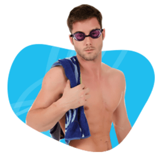 Boy confidently ready to swim